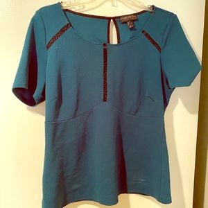 Forever 21 Dark Green & Black Lace Top